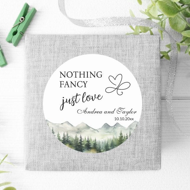 Nothing Fancy Just Love Elegant Wedding Classic Round Sticker (Creator Uploaded)