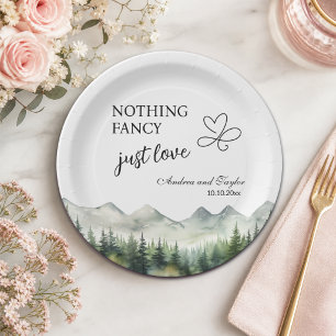Nothing Fancy Just Love Elegant Wedding Paper Plate