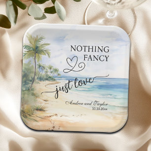 Nothing Fancy Just Love Elegant Wedding Paper Plate