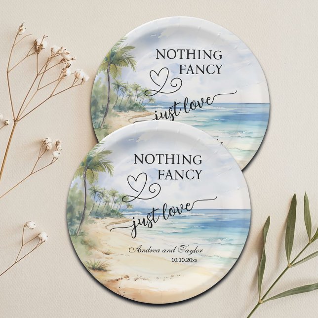 Nothing Fancy Just Love Elegant Wedding Paper Plate (Creator Uploaded)