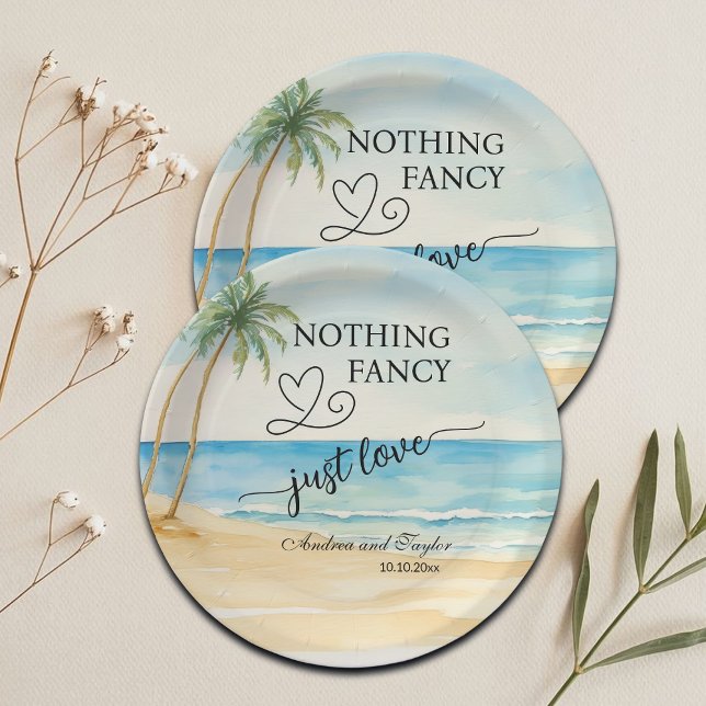 Nothing Fancy Just Love Elegant Wedding Paper Plate (Creator Uploaded)
