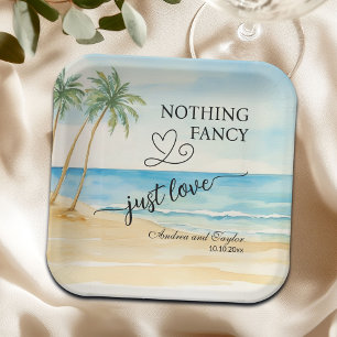 Nothing Fancy Just Love Elegant Wedding Paper Plate