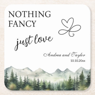 Nothing Fancy Just Love Elegant Wedding Square Paper Coaster