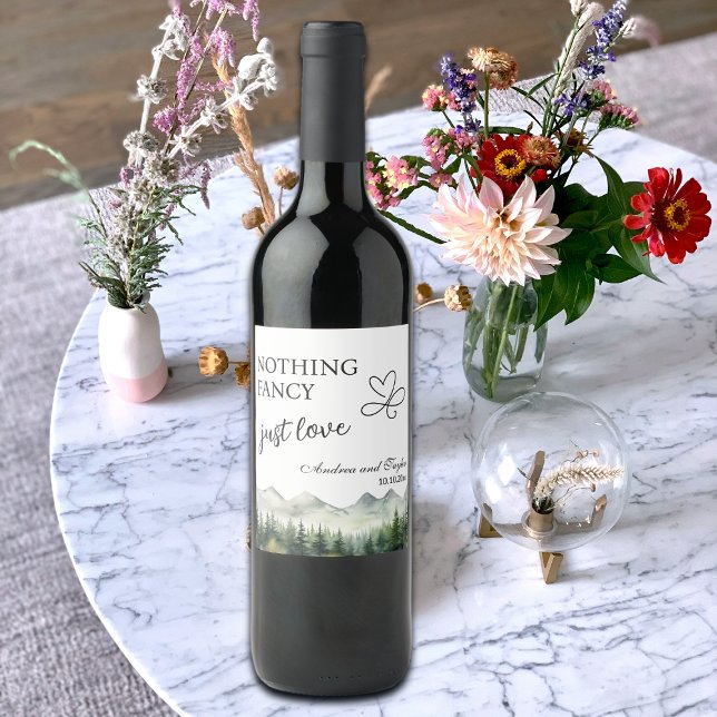 Nothing Fancy Just Love Elegant Wedding Wine Label (Creator Uploaded)