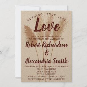 Nothing Fancy Just Love Elopement Pampas Grass Invitation