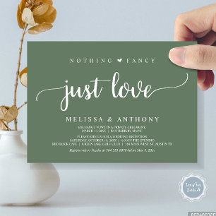 Nothing Fancy Just Love, Elopement, Rustic Wedding Invitation