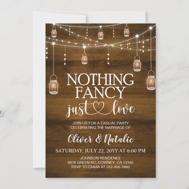 Nothing Fancy Just Love Elopement Wedding Invite (Front)
