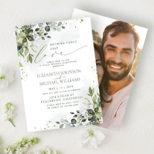 Nothing Fancy Just Love Eucalyptus Green Photo Invitation