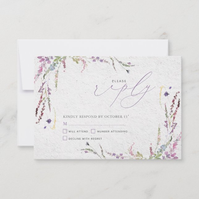 Nothing Fancy Just Love Floral Casual Wedding RSVP Card (Front)