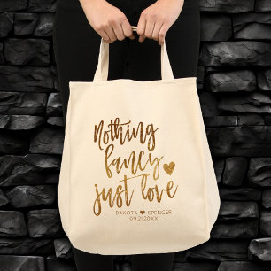 Nothing Fancy Just Love Gold Heart Micro Wedding Tote Bag