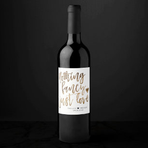 Nothing Fancy Just Love   Gold Heart Micro Wedding Wine Label