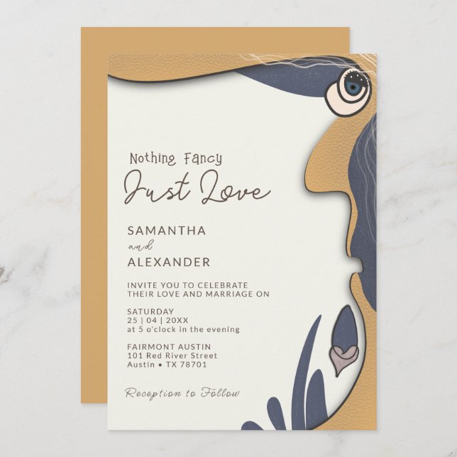 Nothing Fancy Just Love Groovy 70s Vibes Wedding Invitation (Front/Back)