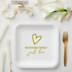 Nothing Fancy Just Love Groovy Green Wedding Paper Plate