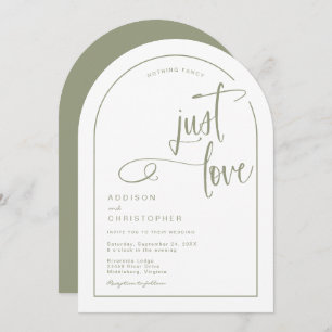 Nothing Fancy Just Love Handwritten Script Wedding Invitation