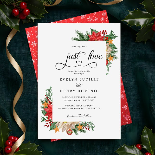 Nothing Fancy Just Love Holiday Wedding Invitation (Creator Uploaded)
