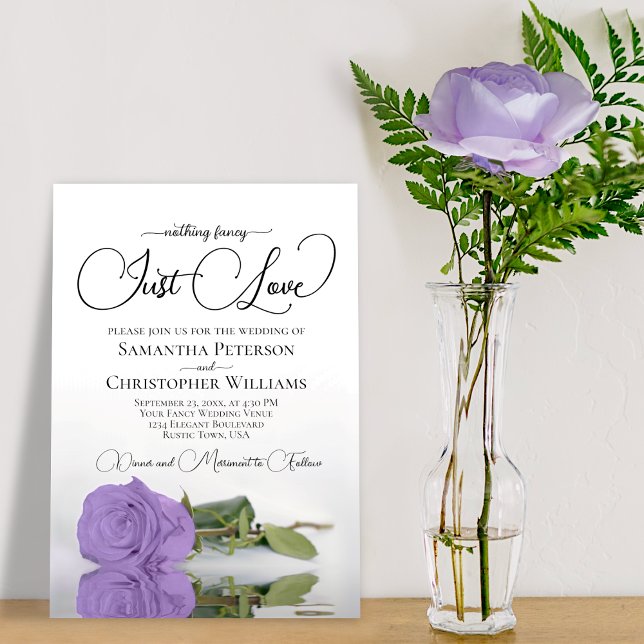 Nothing Fancy Just Love Lavender Rose Wedding Invitation (Creator Uploaded)