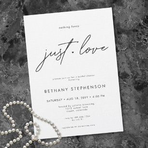 Nothing Fancy Just Love Minimalist Bridal Shower Invitation