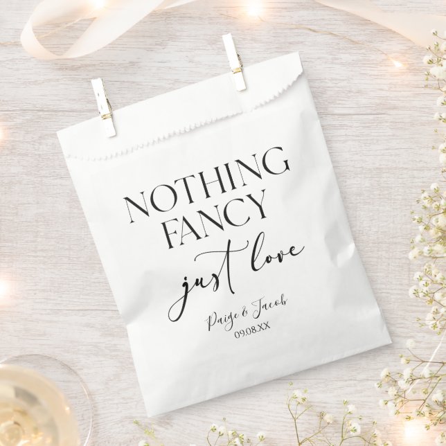Nothing Fancy Just Love Minimalist Casual Wedding Favour Bags (Clipped)