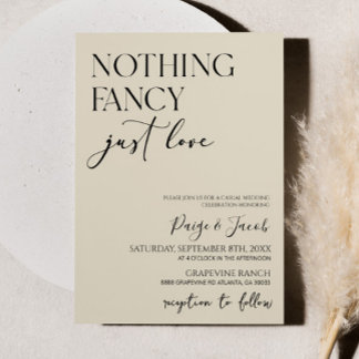 Nothing Fancy Just Love Minimalist Casual Wedding Invitation