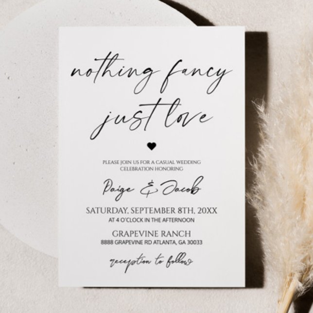 Nothing Fancy Just Love Minimalist Casual Wedding Invitation (Creator Uploaded)