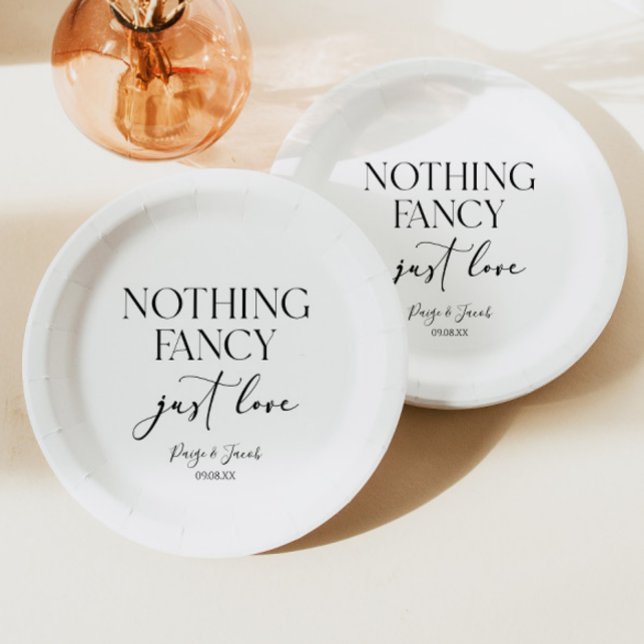 Nothing Fancy Just Love Minimalist Casual Wedding Paper Plate (Creator Uploaded)