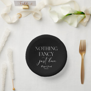 Nothing Fancy Just Love Minimalist Casual Wedding Paper Plate