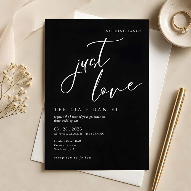 Nothing Fancy Just Love Minimalist Elegant wedding Invitation (Creator Uploaded)