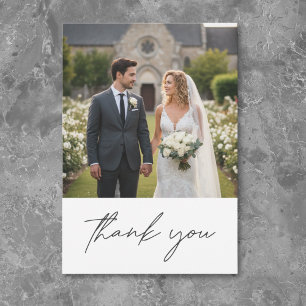 Nothing Fancy Just Love Minimalist Photo Wedding Thank You Card