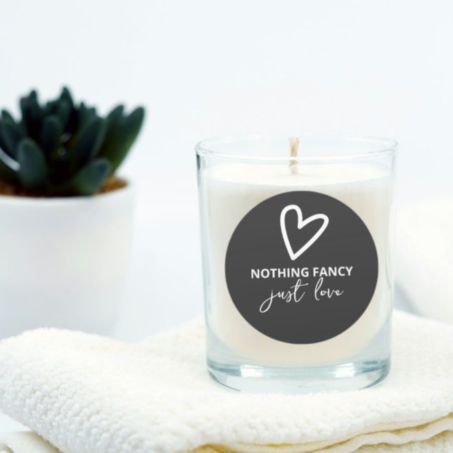 Nothing Fancy Just Love Minimalist Wedding Classic Round Sticker (Nothing Fancy Just Love Minimalist Wedding Classic Round Stickers from Ricaso. Ideal for candles etc)
