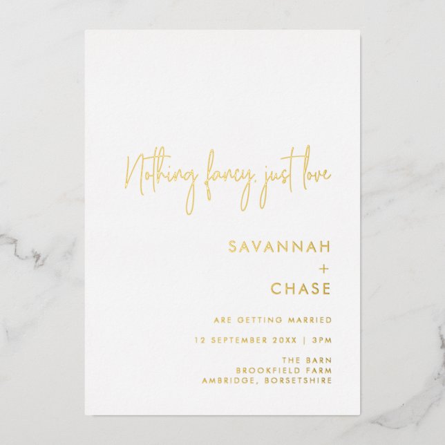 Nothing Fancy Just Love Minimalist Wedding Gold (Front)