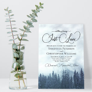 Nothing Fancy Just Love Misty Blue Pines Wedding Invitation