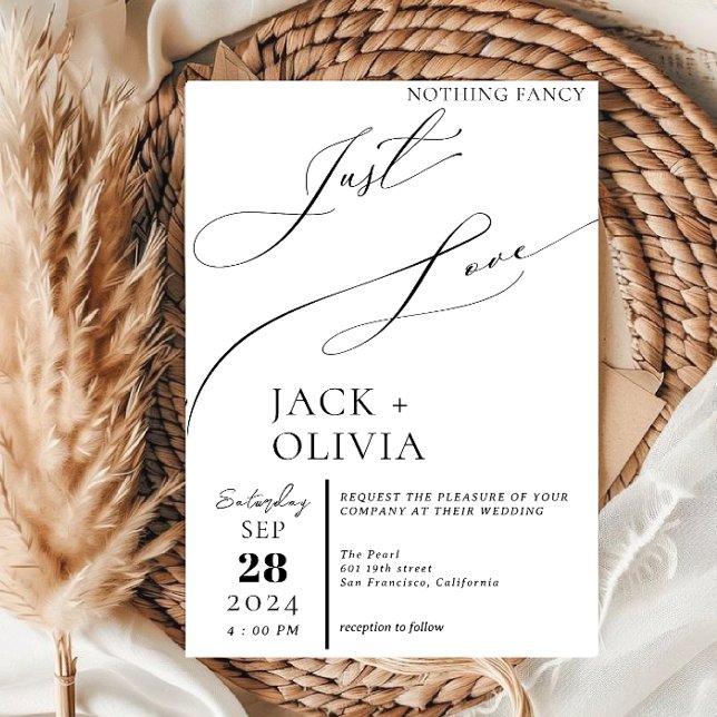 Nothing Fancy Just Love modern calligraphy wedding Invitation (Creator Uploaded)