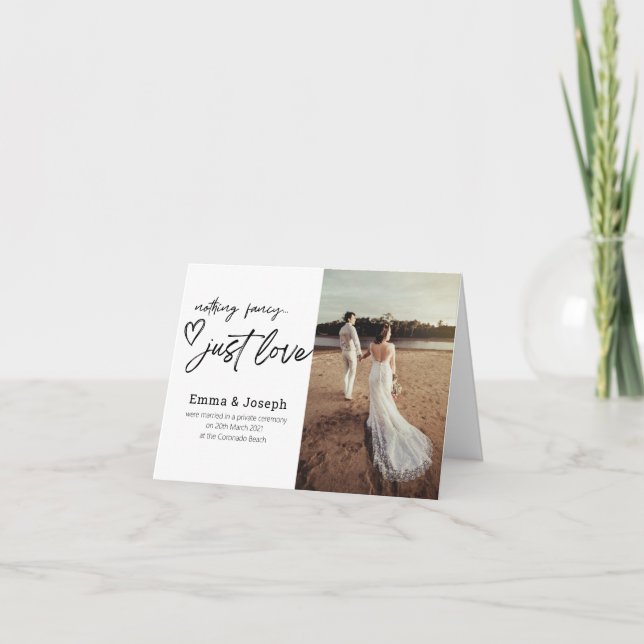 "Nothing fancy just love", Modern Minimalist Photo Card (Front)