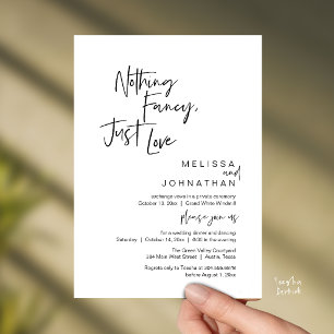 Nothing Fancy Just Love, Modern Wedding Dinner Invitation