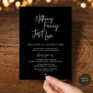 Nothing Fancy Just Love, Modern Wedding Reception Invitation