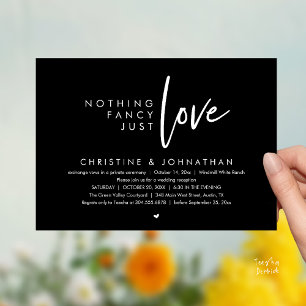 Nothing Fancy, Just Love, Modern Wedding Reception Invitation