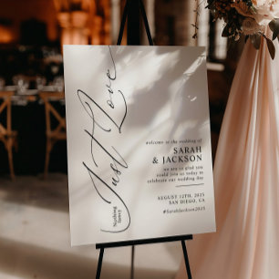 Nothing Fancy Just Love Modern Wedding Welcome Poster