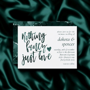Nothing Fancy Just Love Moody Teal Green Wedding Invitation
