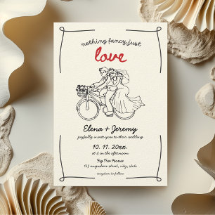Nothing Fancy Just Love Motorcycle Hand Drawn  Invitation