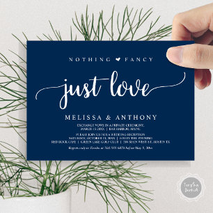 Nothing Fancy Just Love, Navy blue, elopement Invi Invitation