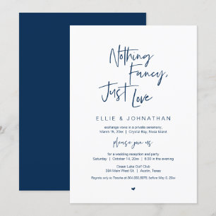 Nothing Fancy Just Love, Navy Blue, Elopement Invitation