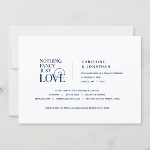 Nothing Fancy, Just Love, Navy Blue, Elopement Invitation