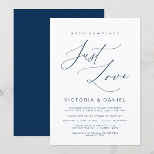 Nothing Fancy Just Love, Navy Blue, Wed Elopement Invitation
