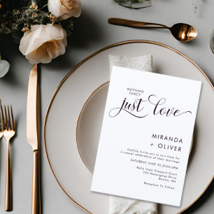 Nothing Fancy Just Love Photo Black White Wedding Invitation