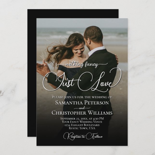 Nothing Fancy Just Love Photo Overlay Wedding Invitation (Front/Back)