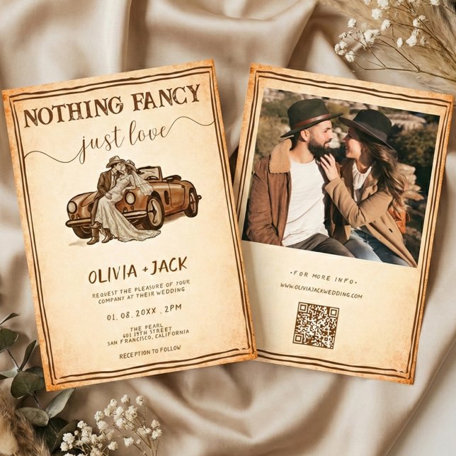 Nothing Fancy Just Love Photo QR Code Wedding   Invitation (Creator Uploaded)