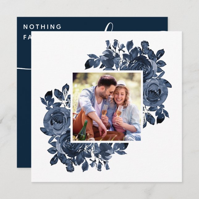 Nothing Fancy Just Love Photo Roses Wedding Invitation (Front/Back)
