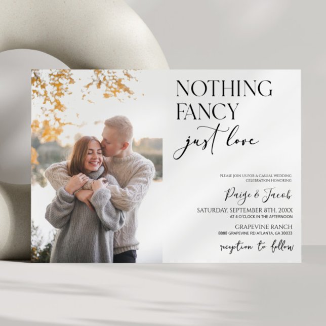 Nothing Fancy Just Love Picture Casual Wedding Invitation (Creator Uploaded)
