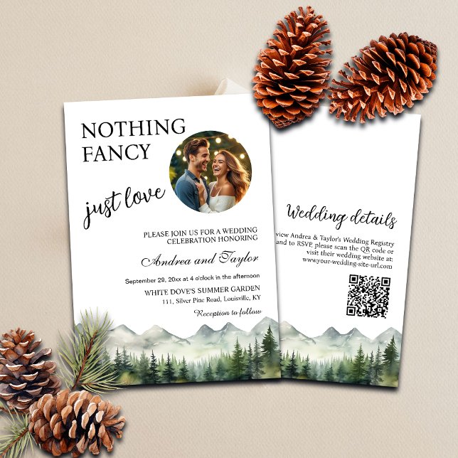 Nothing Fancy Just Love QR Code Wedding Photo Invitation (Creator Uploaded)