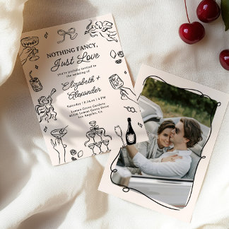Nothing Fancy Just Love Quirky & Whimsical Wedding Invitation